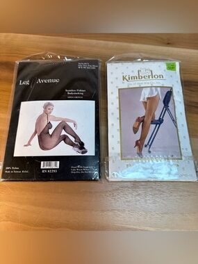 Leg Avenue‎ & Kimberlon lot (2) Vintage Packaged Fishnet Hosiery bodysuit black